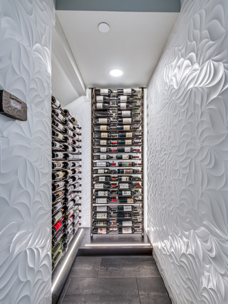 Elegant Wine Cellar and Wine Wall Niche Modern Wine Cellar Dallas