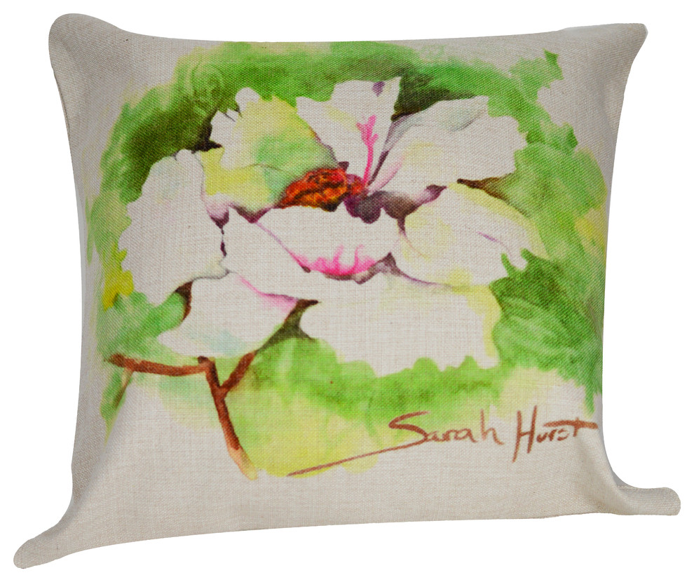 White Peony Throw Pillow Cover Only