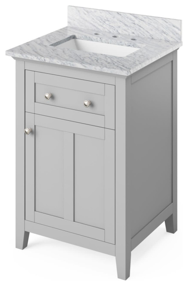Jeffrey Alexander VKITCHA24 Chatham 24" - Grey / White Carrara Marble Top