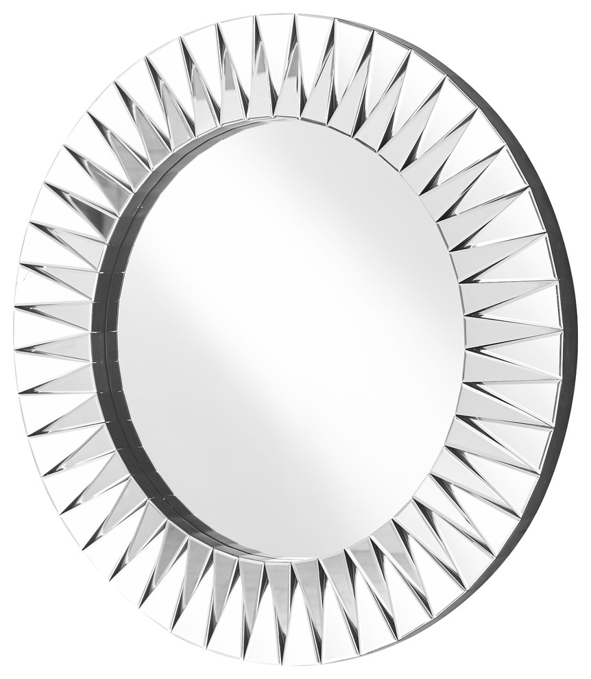 Sparkle 39.5" Contemporary Round Mirror, Clear