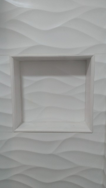 Master Bathroom Large Wave Tile Shower Penny Tile Wainscot Ikea Cabinets Modern Austin By Custom Surface Solutions Houzz Nz