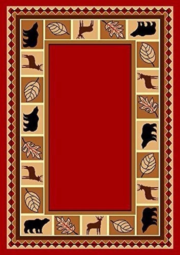 Wildlife Bear Moose Rustic Lodge Cabin Carpet Area Rug Rustic