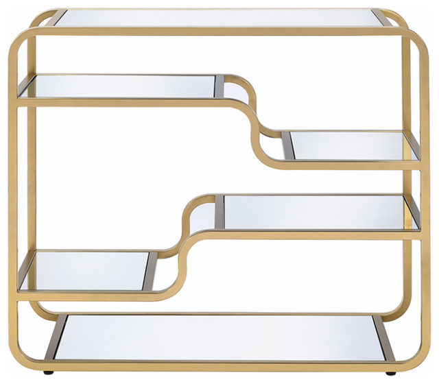 36" Clear And Gold Rectangular Glass Bar Table Contemporary Indoor Pub And Bistro Tables