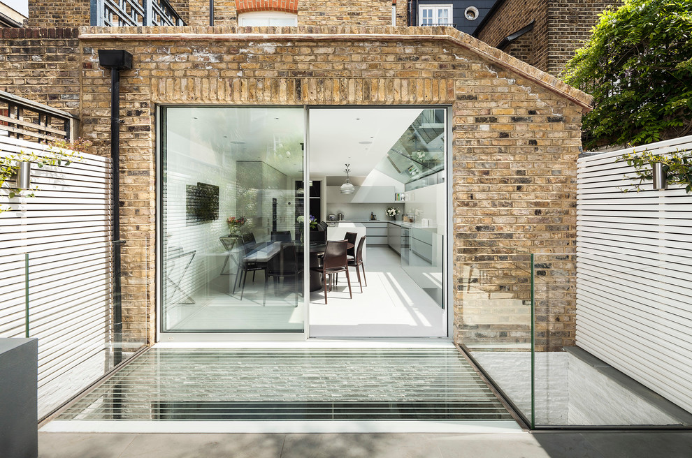 Photo of a contemporary three-storey brick exterior in London.