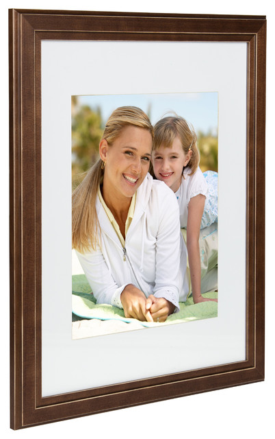 Kieva Solid Wood Picture Frame Set, Black 4x6, Distressed Brown, 11x14 Matted to