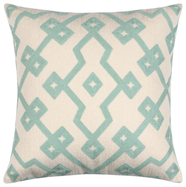 18 X Embroidered Cotton Geometric Powder Blue Throw Pillow 18 X Embroidered Cotton Geometric Powder Blue Throw Pillow Cover