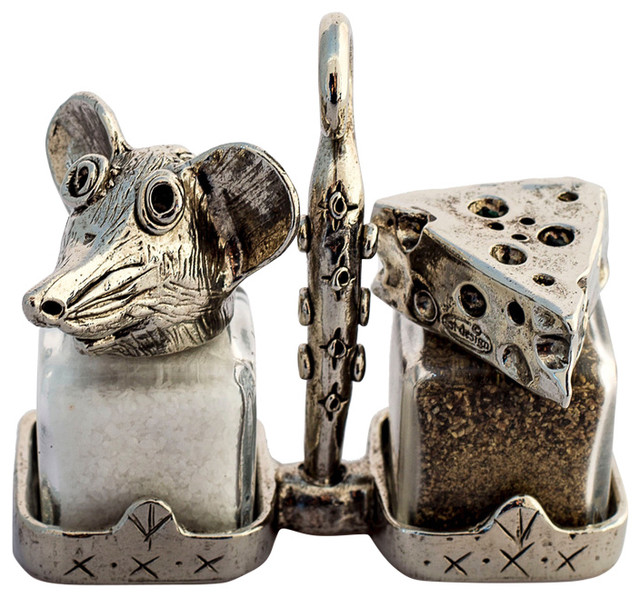 Mouse and Cheese Salt and Pepper Shakers