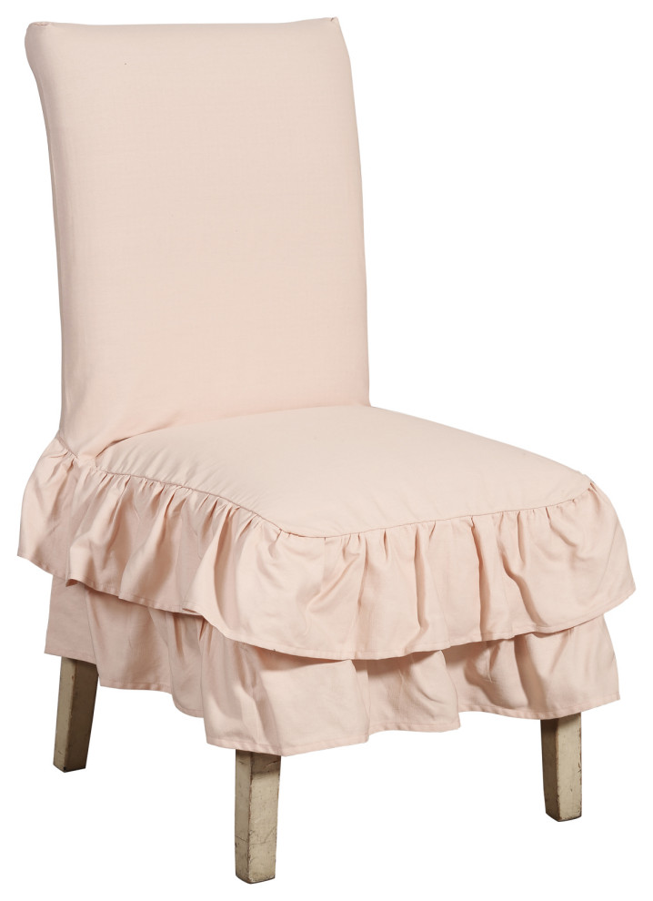 Classic Slipcovers COTTON 2 TIER RUFFLED DINING CHAIR SLIPCOVER