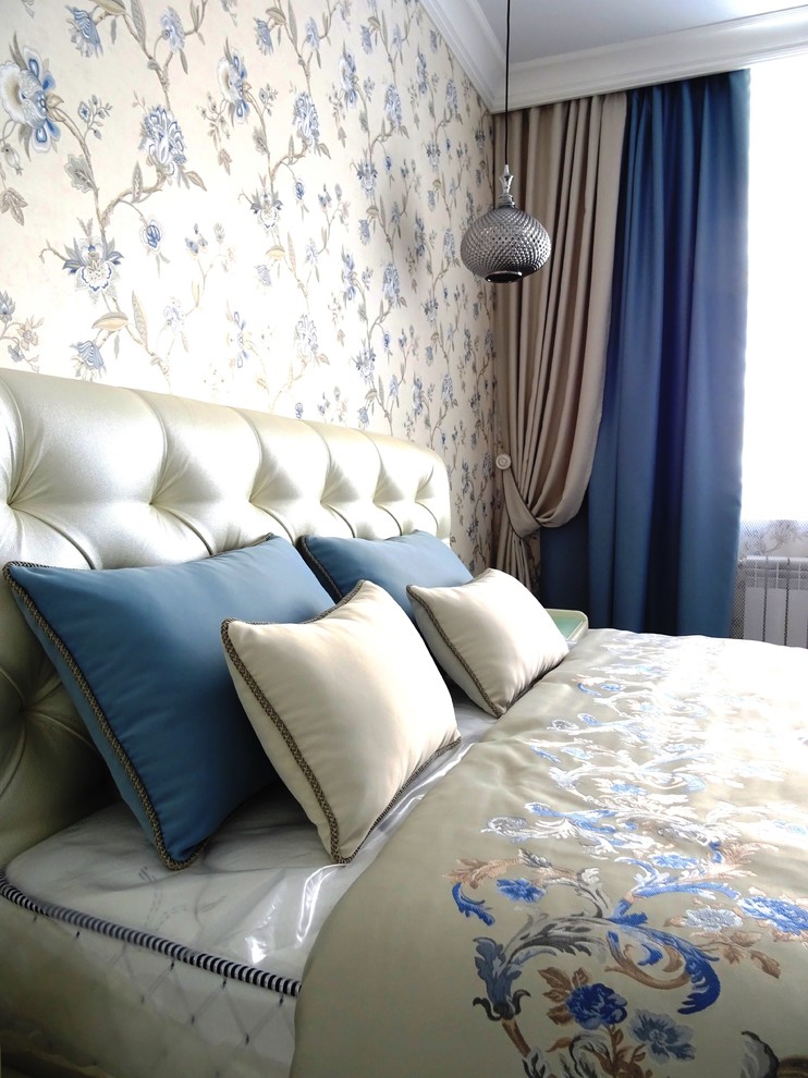 Благородная спальня в синих тонах
