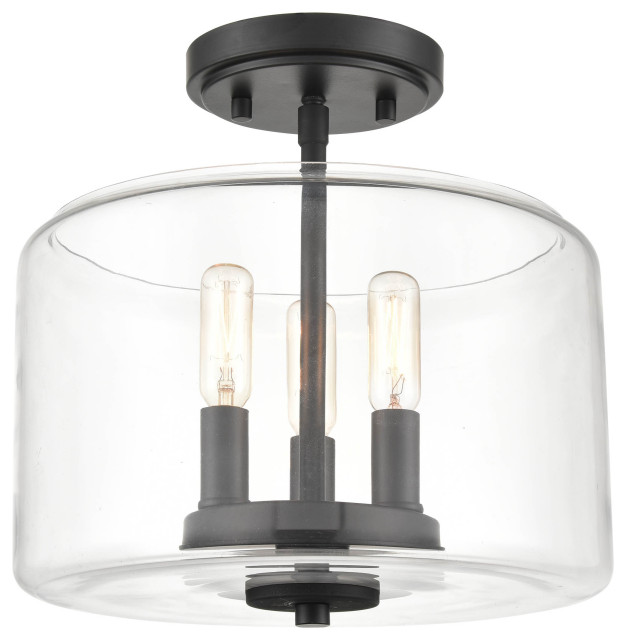 Asheville 3Light 11" SemiFlush Transitional Flushmount Ceiling