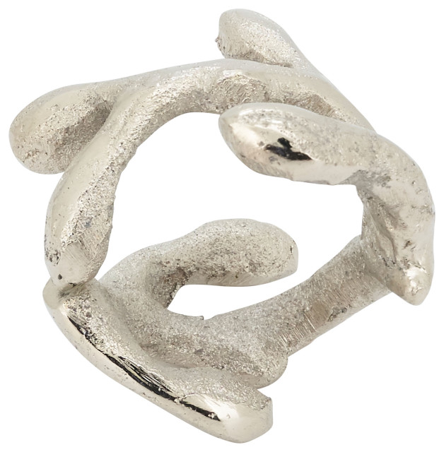 Twigs Design Napkin Rings (Set of 4), Silver