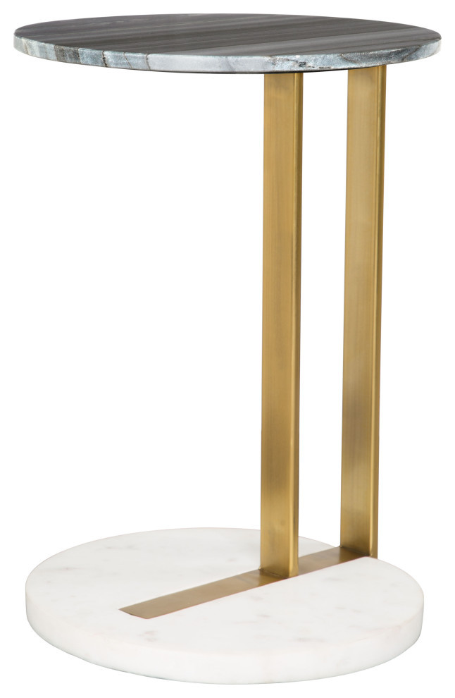 Zenith Marble Side Table Black, White & Gold Modern Coffee And