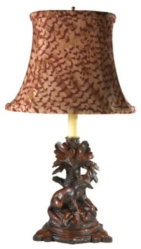 Sculpture Table Lamp MOUNTAIN Lodge Sitting Fox Pheasant Feather Bird