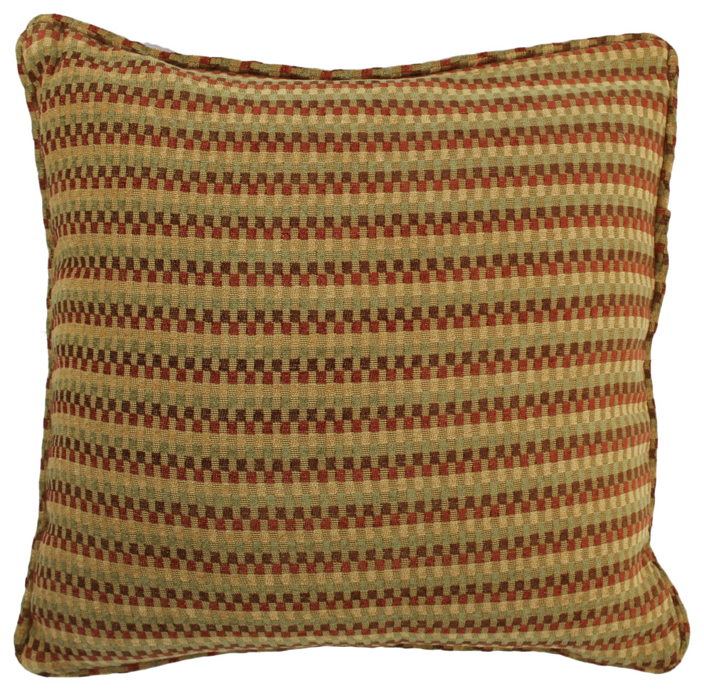 18" DoubleCorded Jacquard Chenille Square Throw Pillow, Autumn Gingham