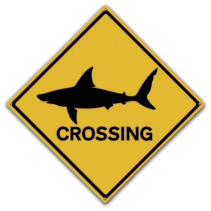 Shark Crossing, Classic Metal Sign