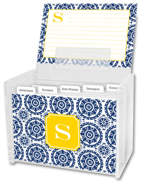 Recipe Box & Cards Suzani Single Initial, Letter W