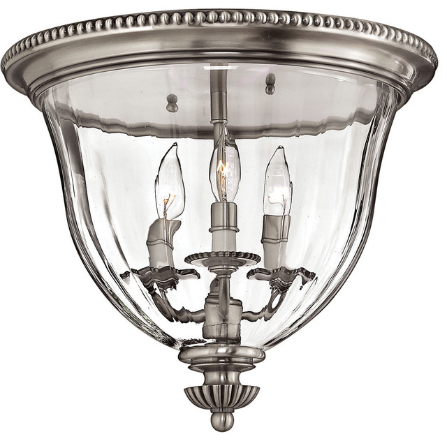 Hinkley Lighting Cambridge 3 Light Foyer Flush Mount, Pewter 3612PW