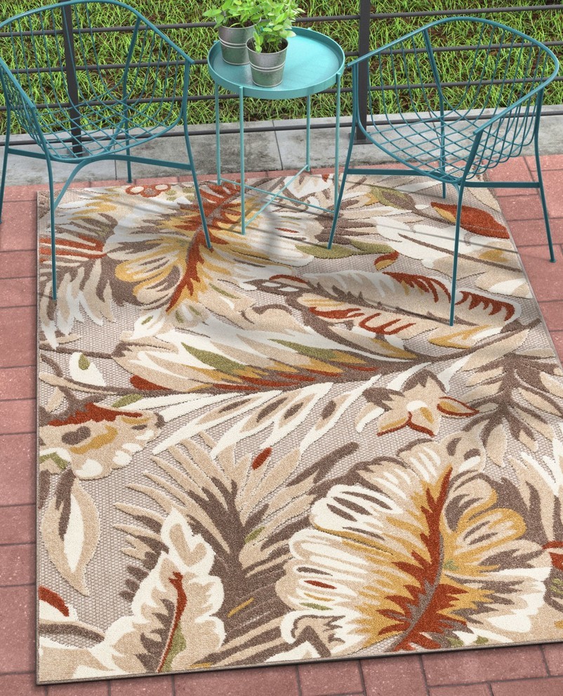 Well Woven Dorado Wilmington Modern Tropical Leaves Indoor Outdoor Area