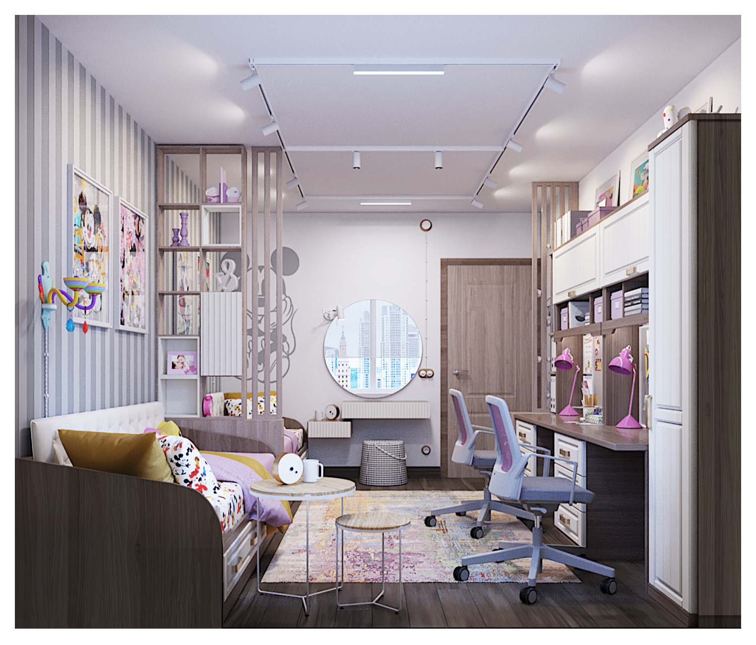 Дтзайн интерьера детской комнаты и двух санузлов в квартире в Екатеринбурге