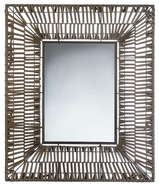 Faux Rattan Rectangular Wall Mirror