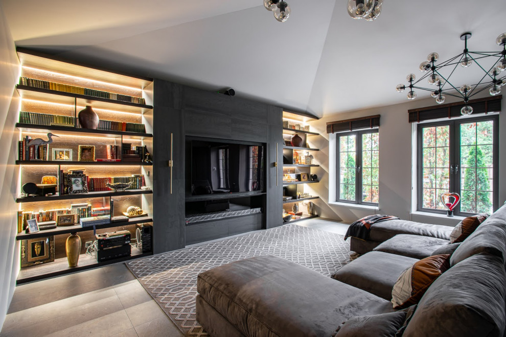 Современная гостиная в загородном доме