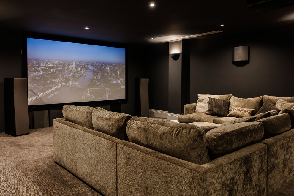 Design ideas for an expansive eclectic home theatre in Sydney.