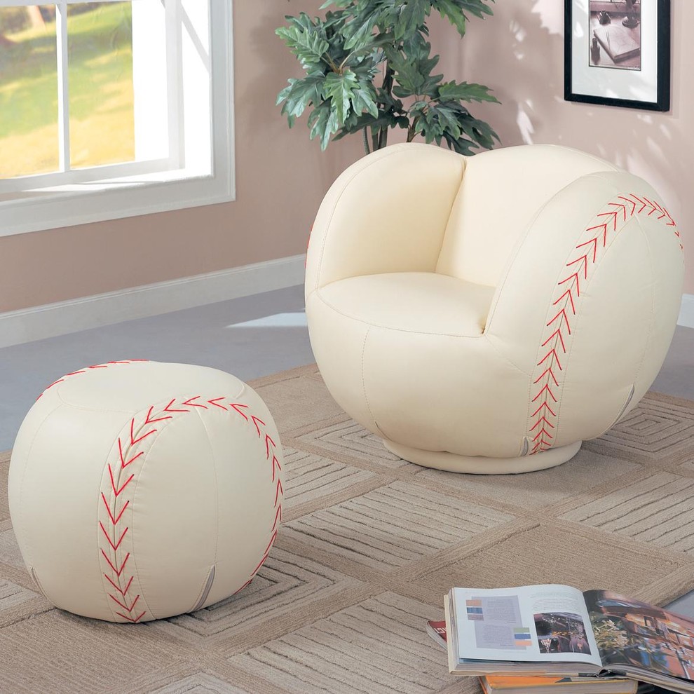 Kids Sports Chairs Large Kids Baseball Chair and Ottoman by Coaster