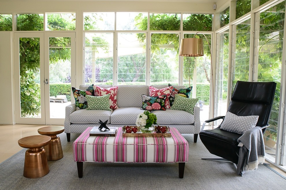 This is an example of a transitional sunroom in Sydney.