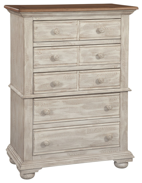 Cottage Traditions Crackled White 5-Drawer Chest