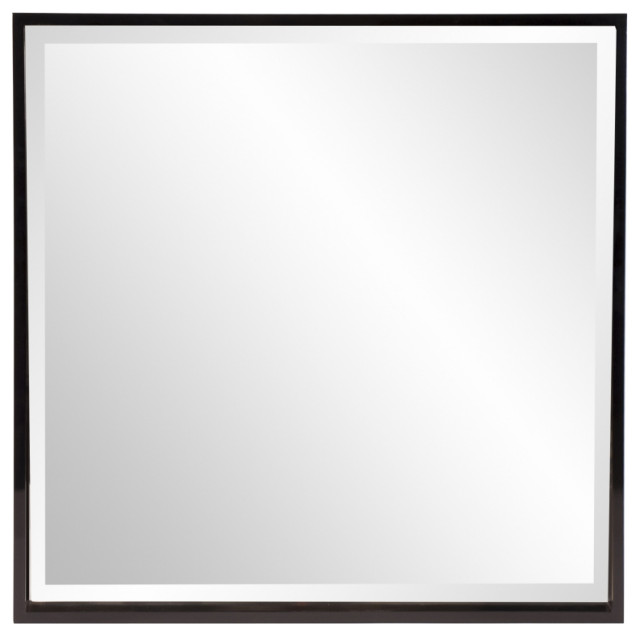 Isa Glossy White Square Mirror, Modern, Wood, 40 X 40 Transitional
