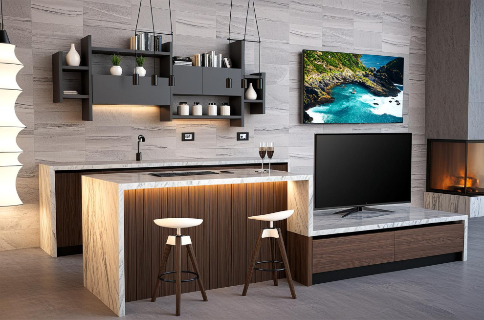 Cucina con isola tv