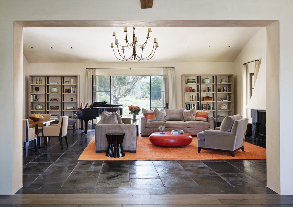 This is an example of a transitional family room in San Diego.