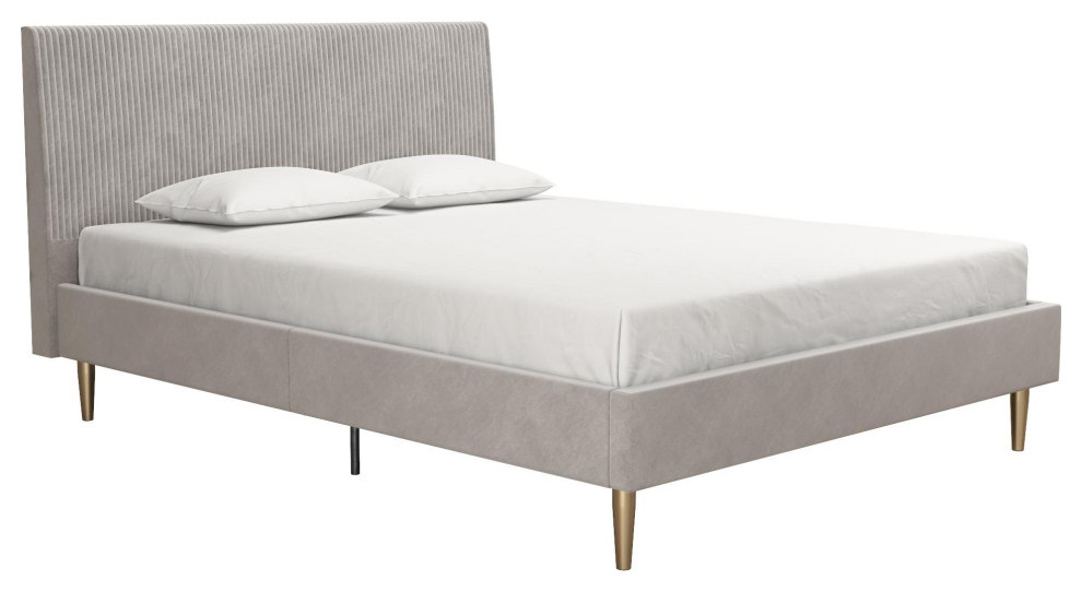 Daphne Upholstered Bed, Full Midcentury Platform Beds by Dorel