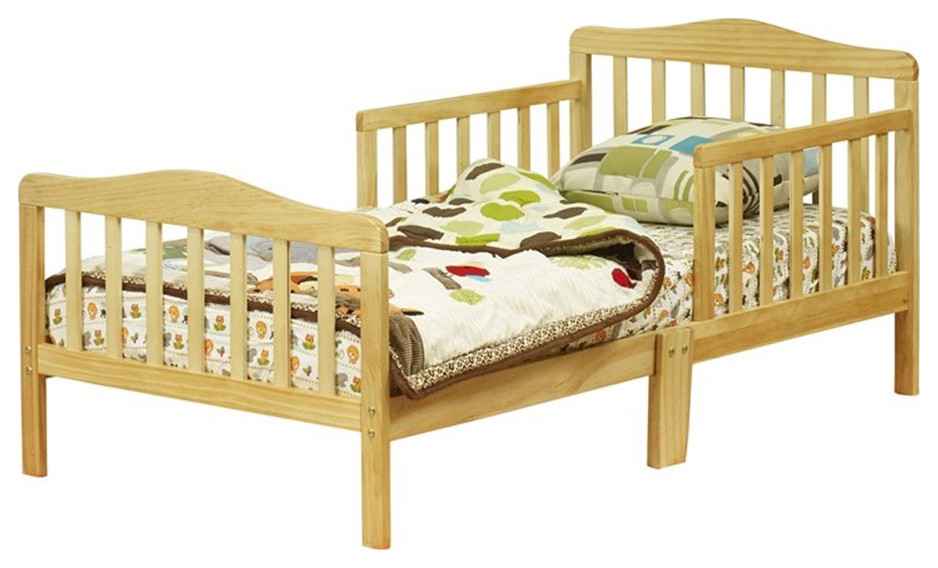 Orbelle Contemporary New Zealand Pine Solid Wood Toddler Bed in Natural