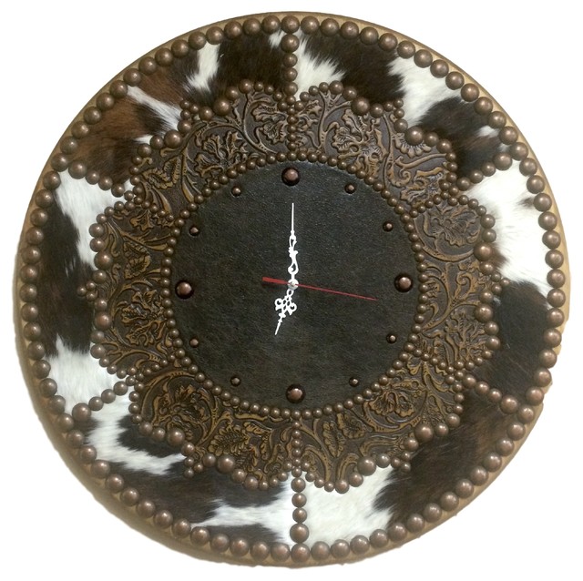 Cowhide Decorative Wall Clocks, 18"x18"
