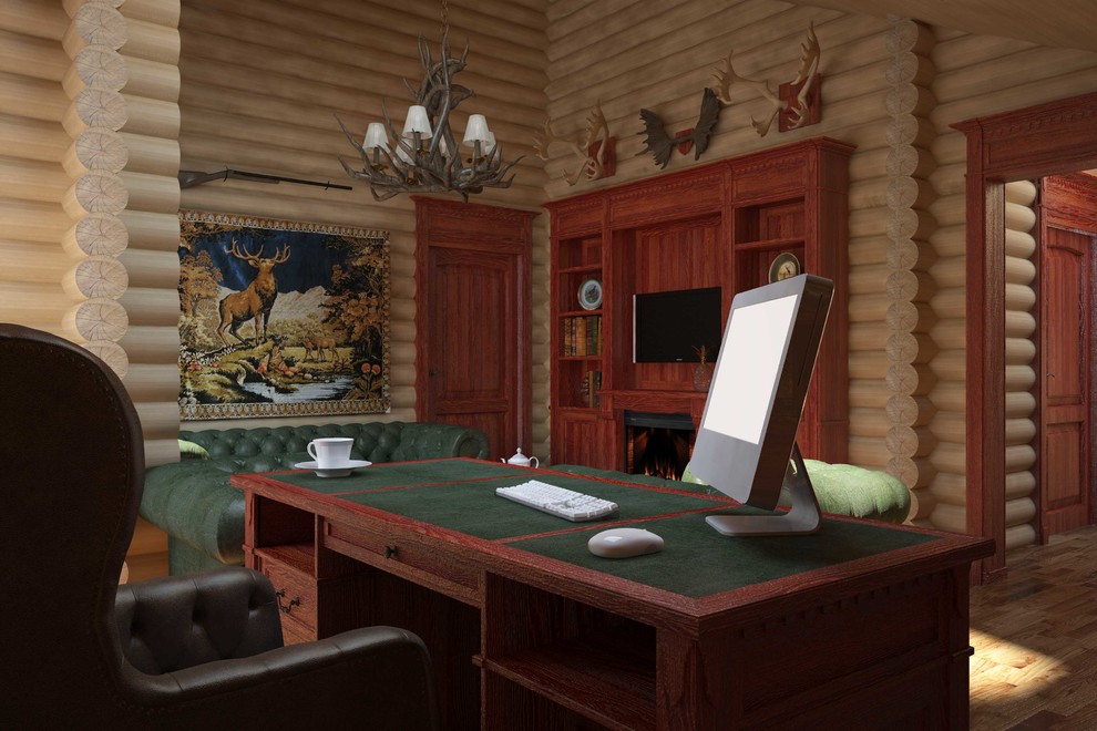 Кабинет в бревенчатом доме