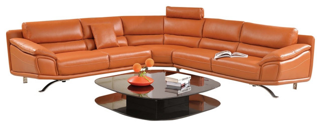 533 Modern Leather Sectional Sofa In, Contemporary Leather Sectional