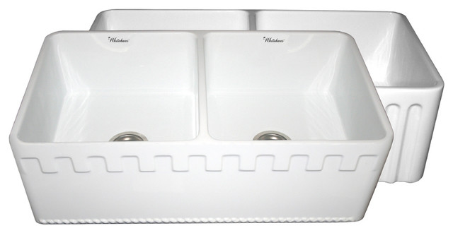 Reversible Series Double Bowl Fireclay Sink, White