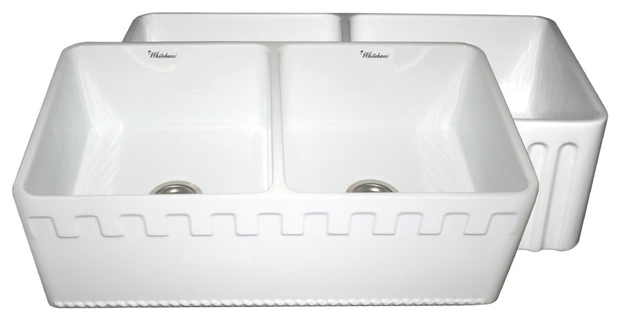 Reversible Series Double Bowl Fireclay Sink, White