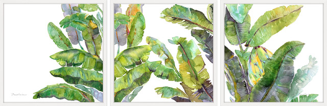 Oh Banana Leaves Iii Triptych Framed Painting Prints 3 Piece Set Tropical Prints And Posters By Marmont Hill