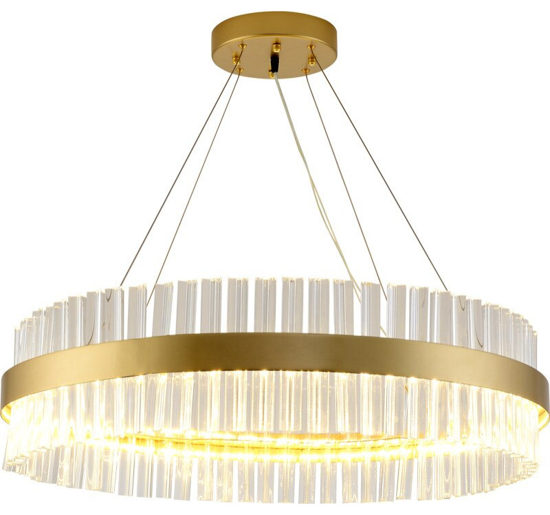 Roccapina | Contemporary Gold Round Crystal Chandelier, 23.6''
