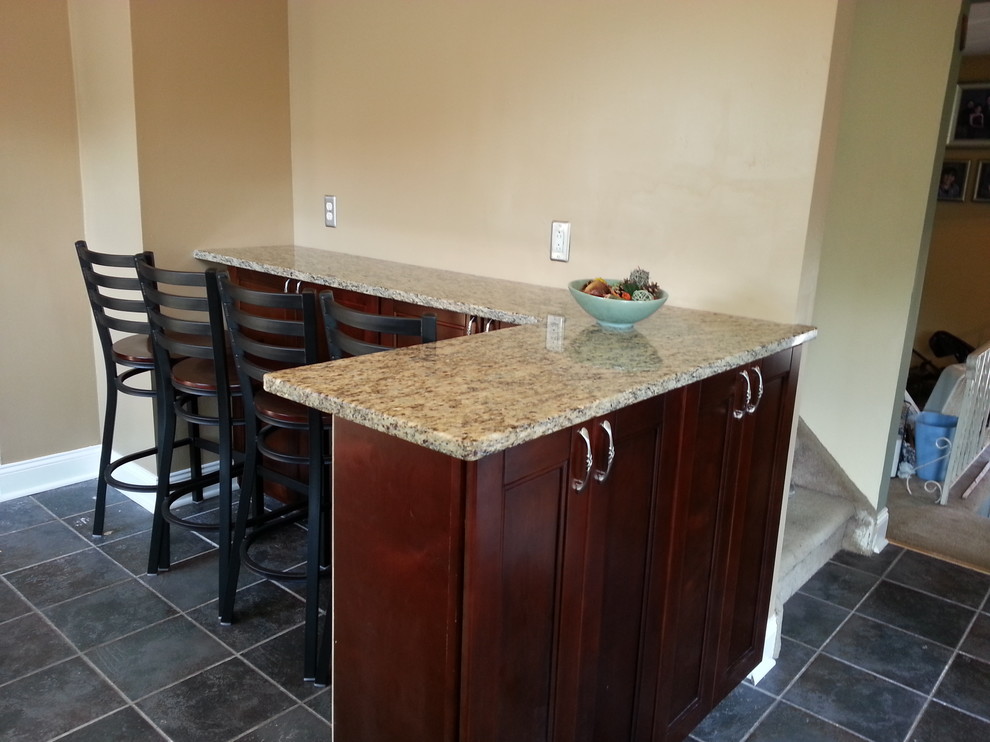 Bordeaux Shaker Kitchen with Eating Bar/Peninsula Transitional Kitchen Philadelphia by