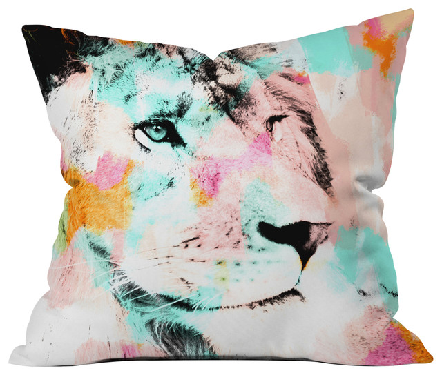 Allyson Johnson Abstract Lion 2 Throw Pillow, 18"x18"