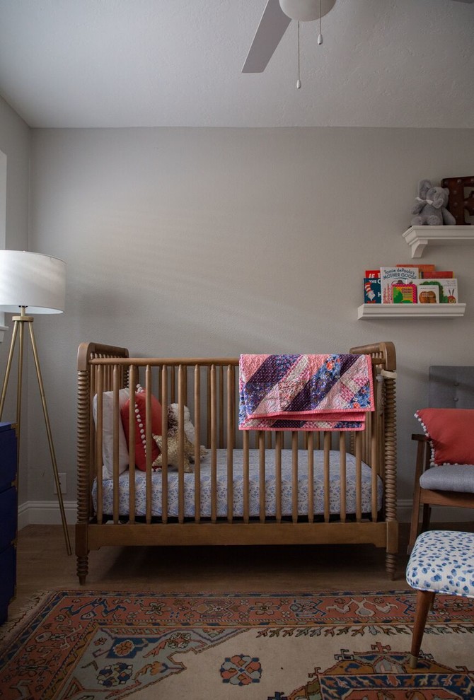 Photo of a transitional nursery in Houston.