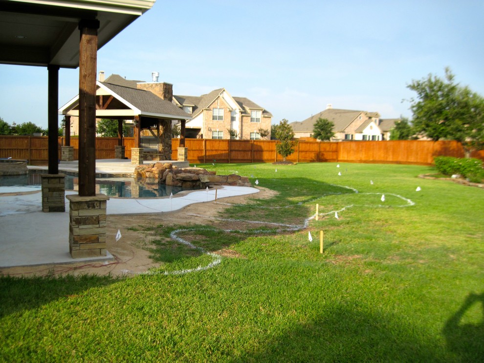 Backyard pool landscape