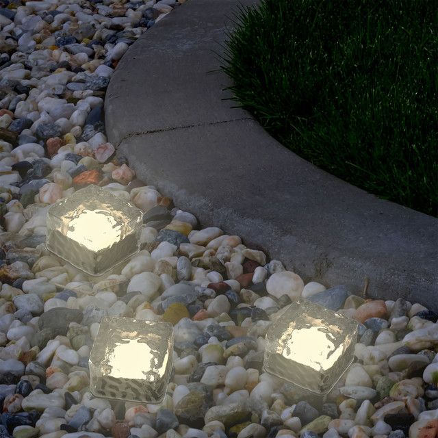 Pure Garden Solar Outdoor 3 Led Ice Cube Rock Lights Battery Pure Garden Solar Outdoor 3 Led Ice Cube Rock Lights Battery Operated Contemporary Path By Trademark Global
