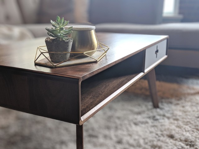 Coffee Table Plus - A solid walnut modern coffee table scandinavian-living-room