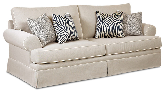 New Haven Queen Sleeper Sofa Canvas Taupe Traditional