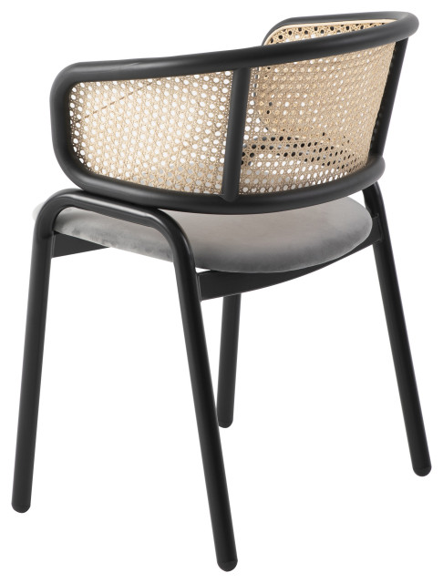 LeisureMod Ervilla Dining Chair With Steel Legs and Velvet Seat Beige 2pcs