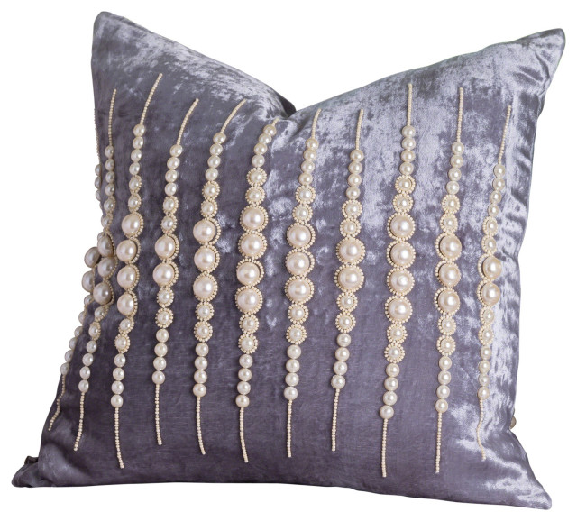 Strands Of Pearls Pillow Beach Style Decorative Pillows By Hudson Home Decor Houzz - Hudson Home Decorative Pillows